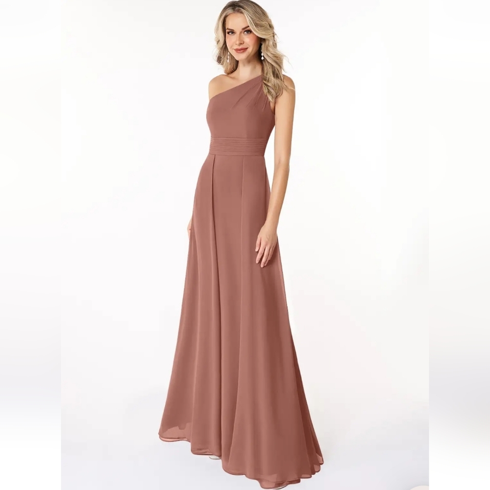 Azazie Dallas Cedar Rose A-Line One Shoulder Chiffon Dress A6